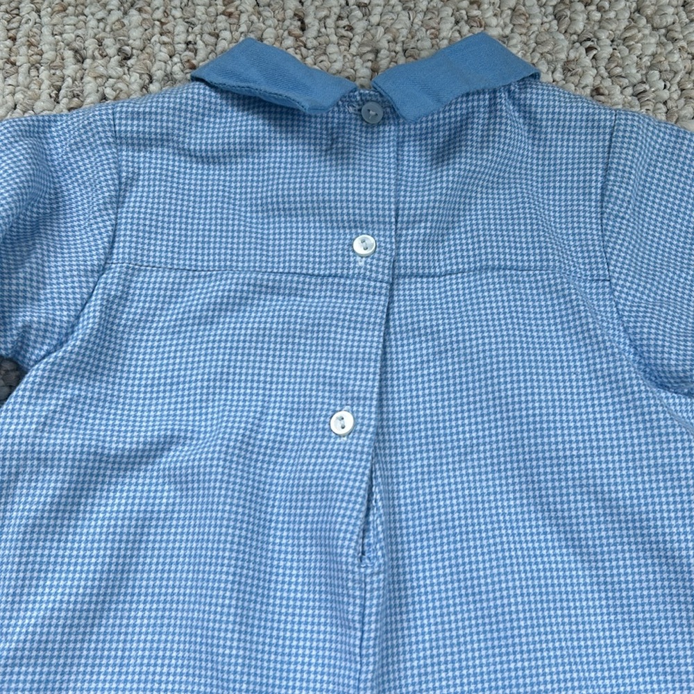 ZU romper longall blue checkered collared outfit Noah’s Arc 6 months - Picture 6 of 6